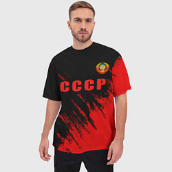 Футболка оверсайз мужская СССР герб брызги красок, цвет: 3D-принт — фото 2
