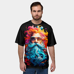 Футболка оверсайз мужская Санта Клаус разноцветный, цвет: 3D-принт — фото 2