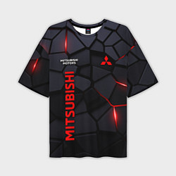 Футболка оверсайз мужская Mitsubishi черные плиты с эффектом свечения, цвет: 3D-принт