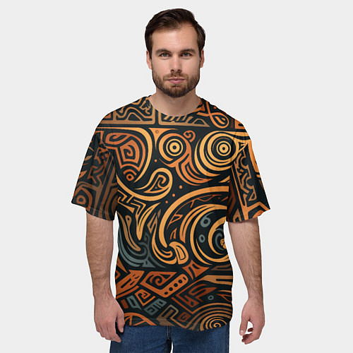 Мужская футболка оверсайз Узор в викингском стиле / 3D-принт – фото 3