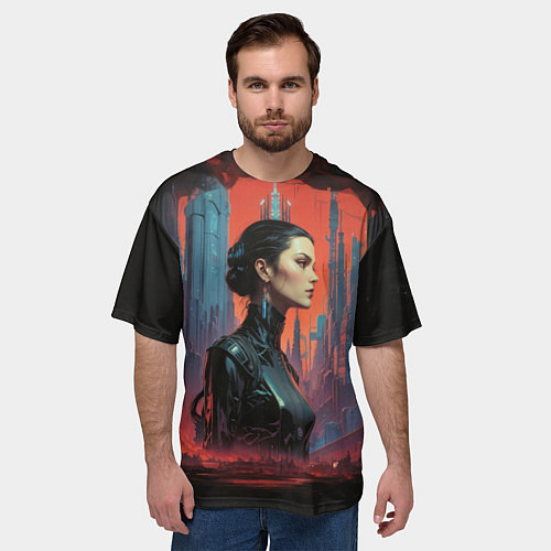 Мужская футболка оверсайз Девушка из далекого будущего / 3D-принт – фото 3