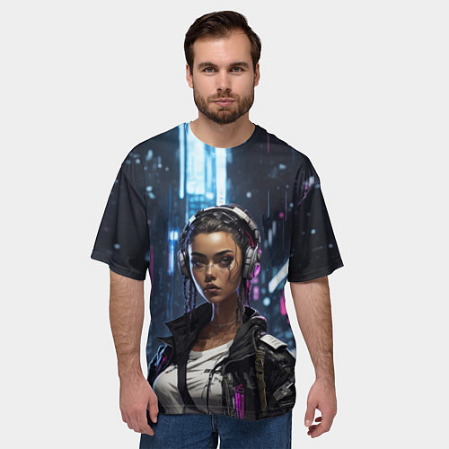 Мужская футболка оверсайз Смуглая девушка / 3D-принт – фото 3