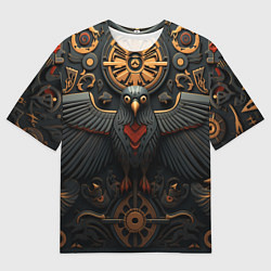 Футболка оверсайз мужская Ворон в славянском стиле, цвет: 3D-принт