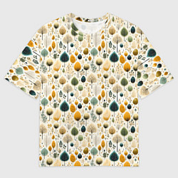 Футболка оверсайз мужская Паттерн разные деревья и кустарники, цвет: 3D-принт
