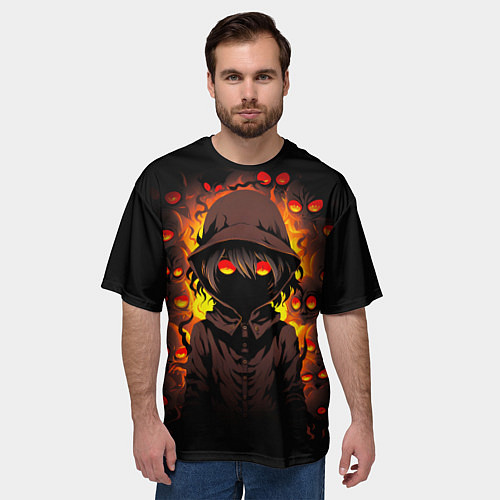 Мужская футболка оверсайз Mysterious eyes / 3D-принт – фото 3