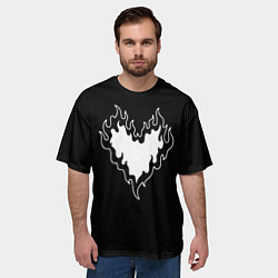Футболка оверсайз мужская Burning heart, цвет: 3D-принт — фото 2