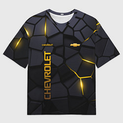 Футболка оверсайз мужская Chevrolet - плиты с эффектом свечения, цвет: 3D-принт