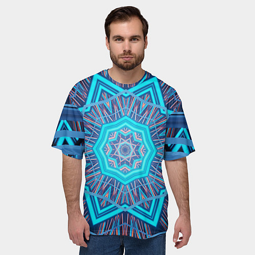 Мужская футболка оверсайз Геометрический орнамент мандалы / 3D-принт – фото 3