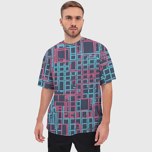 Мужская футболка оверсайз Разноцветные толстые линии / 3D-принт – фото 3