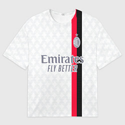 Футболка оверсайз мужская ФК Милан форма 23-24 гостевая, цвет: 3D-принт