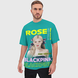Футболка оверсайз мужская Rose - девушка певица из группы Blackpink, цвет: 3D-принт — фото 2
