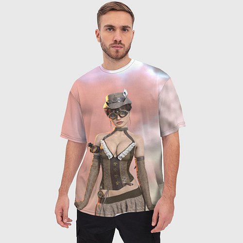Мужская футболка оверсайз Панк-леди в облаках / 3D-принт – фото 3