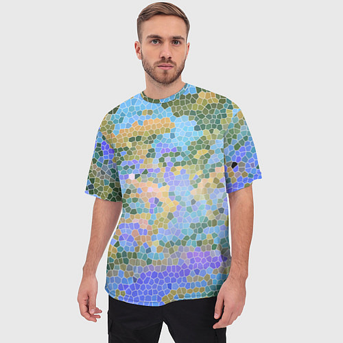 Мужская футболка оверсайз Разноцветный витраж / 3D-принт – фото 3