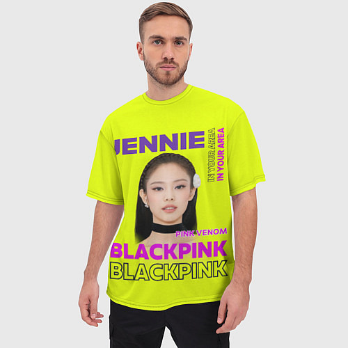 Мужская футболка оверсайз Jennie - певица Blackpink / 3D-принт – фото 3