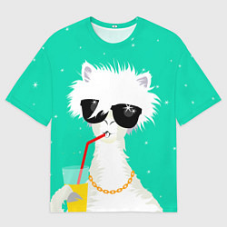 Футболка оверсайз мужская Лама - альпака на чиле, цвет: 3D-принт