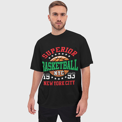 Мужская футболка оверсайз Superior basketball / 3D-принт – фото 3
