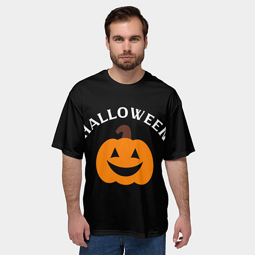 Мужская футболка оверсайз Halloween и тыква / 3D-принт – фото 3