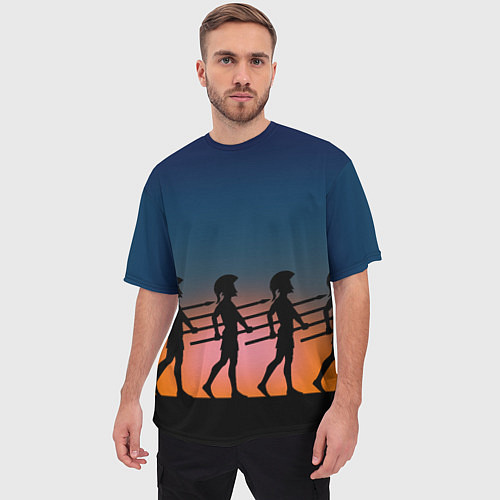 Мужская футболка оверсайз Греческий закат / 3D-принт – фото 3