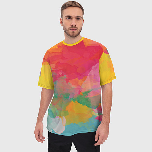 Мужская футболка оверсайз Спектр акварели / 3D-принт – фото 3