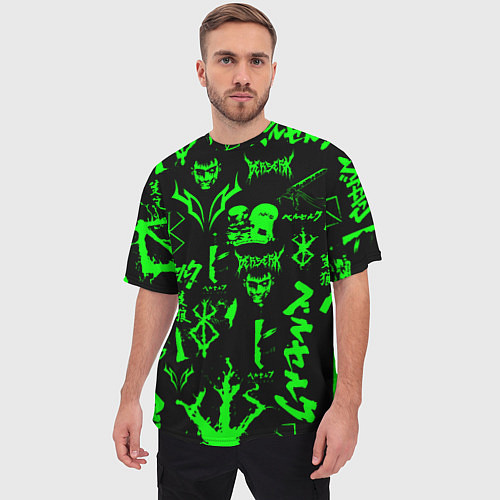 Мужская футболка оверсайз Berserk neon green / 3D-принт – фото 3