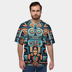 Футболка оверсайз мужская Симметричный абстрактный паттерн в ацтекском стиле, цвет: 3D-принт — фото 2