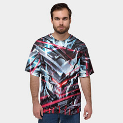 Футболка оверсайз мужская Киберпанк адский скелет красный, цвет: 3D-принт — фото 2