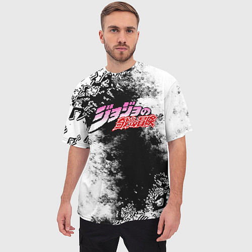 Мужская футболка оверсайз JoJos Bizarre лого с красками / 3D-принт – фото 3