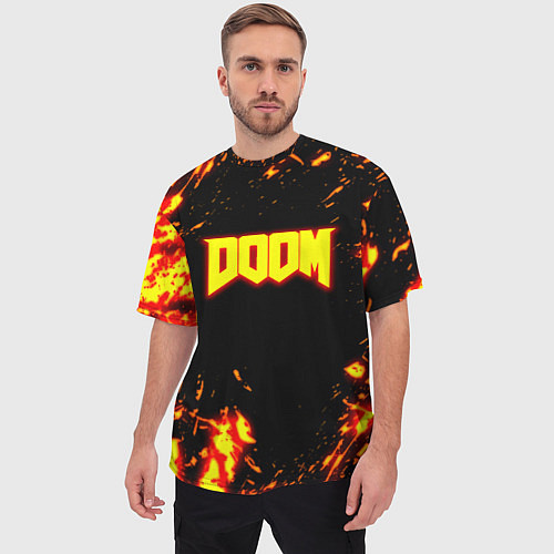 Мужская футболка оверсайз Doom огненный марс / 3D-принт – фото 3