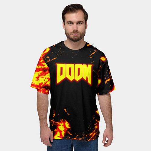 Мужская футболка оверсайз Doom огненный марс / 3D-принт – фото 3