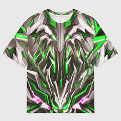 Футболка оверсайз мужская Зелёная киберпанк броня, цвет: 3D-принт