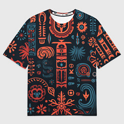 Футболка оверсайз мужская Абстрактный паттерн в славянской стилистике, цвет: 3D-принт