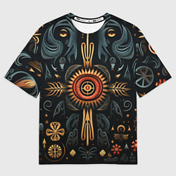 Мужская футболка оверсайз Паттерн в славянской стилистике