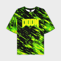 Футболка оверсайз мужская Doom огенное лого кислотное, цвет: 3D-принт