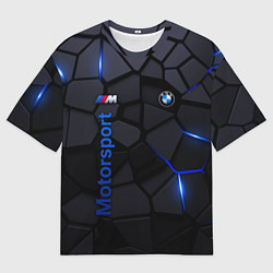 Футболка оверсайз мужская BMW - плиты с эффектом свечения, цвет: 3D-принт