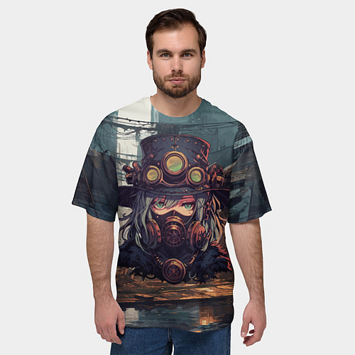 Мужская футболка оверсайз Стимпанк девушка / 3D-принт – фото 3