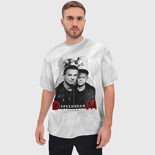 Мужская футболка оверсайз Depeche Mode - Dave Gahan and Martin Gore с венком / 3D-принт – фото 3
