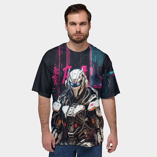 Мужская футболка оверсайз Белый андроид / 3D-принт – фото 3