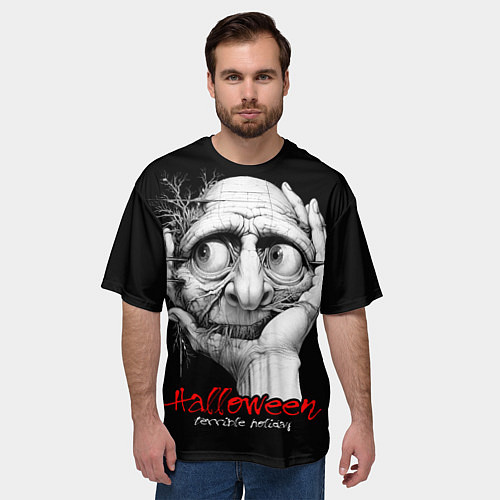 Мужская футболка оверсайз Страшный праздник Хэллоуин / 3D-принт – фото 3