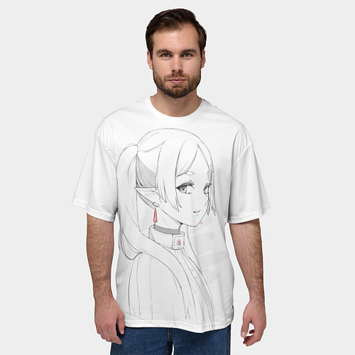 Мужская футболка оверсайз Фрирен - карандашный набросок / 3D-принт – фото 3