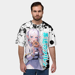 Футболка оверсайз мужская Фрирен - поедает пончик, цвет: 3D-принт — фото 2