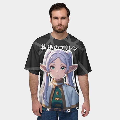 Мужская футболка оверсайз Фрирен - милые ушки эльфийки / 3D-принт – фото 3