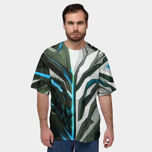 Мужская футболка оверсайз Броня адская и райская синяя / 3D-принт – фото 3