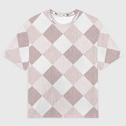Футболка оверсайз мужская Геометрический светло коричневый узор квадраты, цвет: 3D-принт