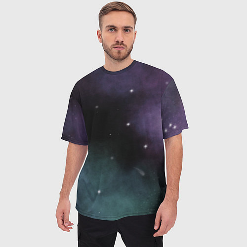 Мужская футболка оверсайз Космос и звезды на темном фоне / 3D-принт – фото 3