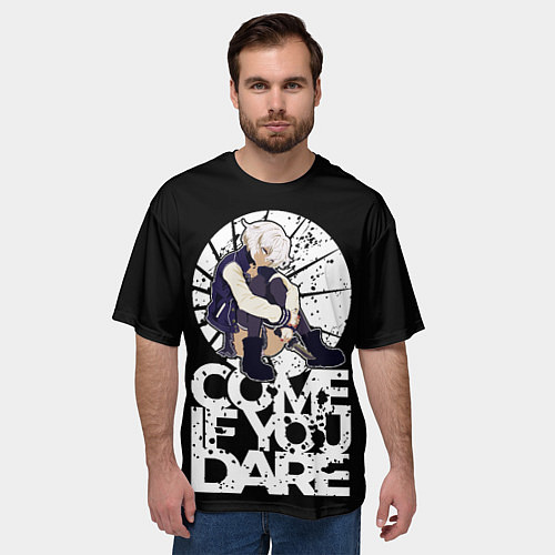 Мужская футболка оверсайз If you dare anime girl / 3D-принт – фото 3