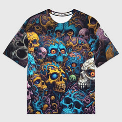 Футболка оверсайз мужская Psy skulls, цвет: 3D-принт