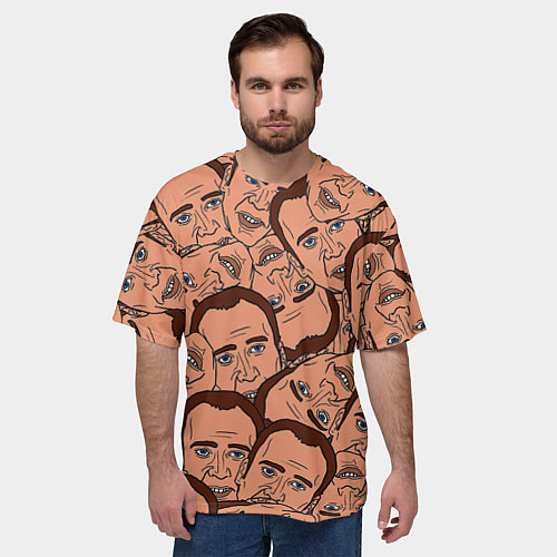 Мужская футболка оверсайз Николас Кейдж мульт / 3D-принт – фото 3