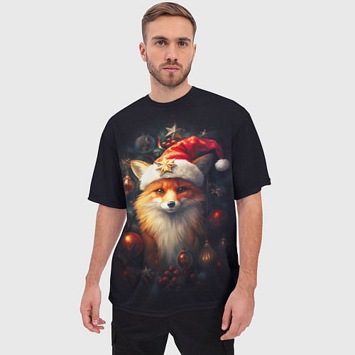 Мужская футболка оверсайз New year s fox / 3D-принт – фото 3