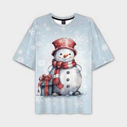 Футболка оверсайз мужская New Years cute snowman, цвет: 3D-принт