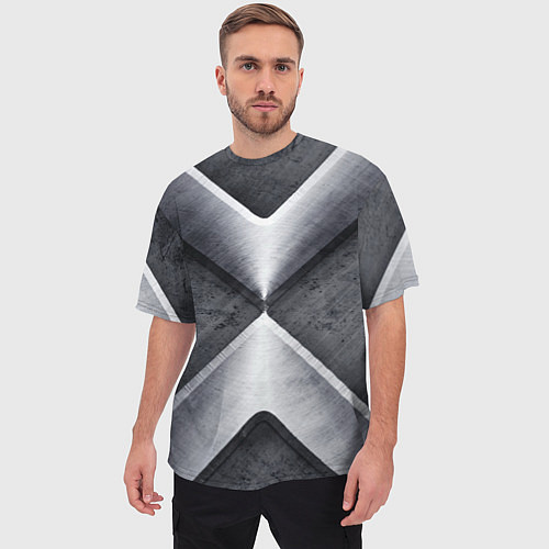 Мужская футболка оверсайз Стальные блоки / 3D-принт – фото 3